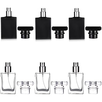 2 Pack 30ml Empty Perfume Spray Bottles, Refillable Fine Mist Atomizer Portable Travel Cologne Atomizers Fragrance Containers Sprayer for Perfume (30ML Black Cap and 30ML White Cap)